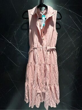 Sleeveless Tiered Maxi Dress in Light Pink